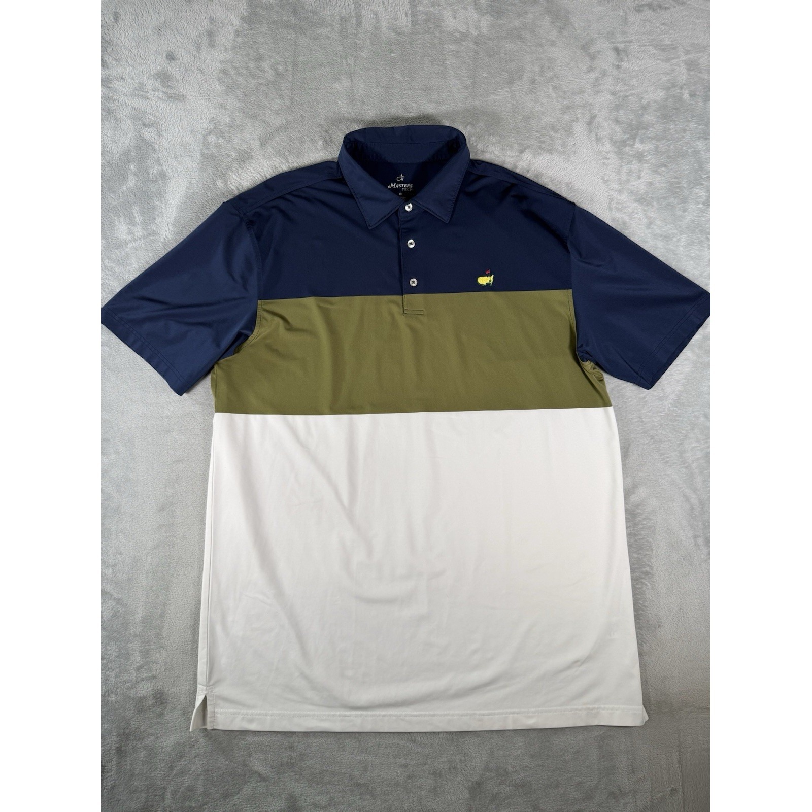 Masters Tech Shirt Mens Xl Blue White Green Colorblock Performance Golf Polo